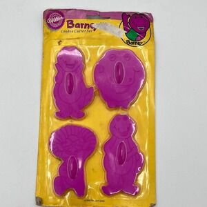 Vintage Wilton Barney Cookie Cutter Set 1993 Purple Plastic 4 Pc Sealed